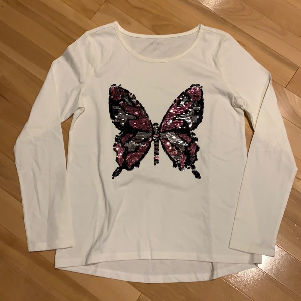 NWOT/VEUC Girl’s Flip Sequins long sleeve tee - size 14